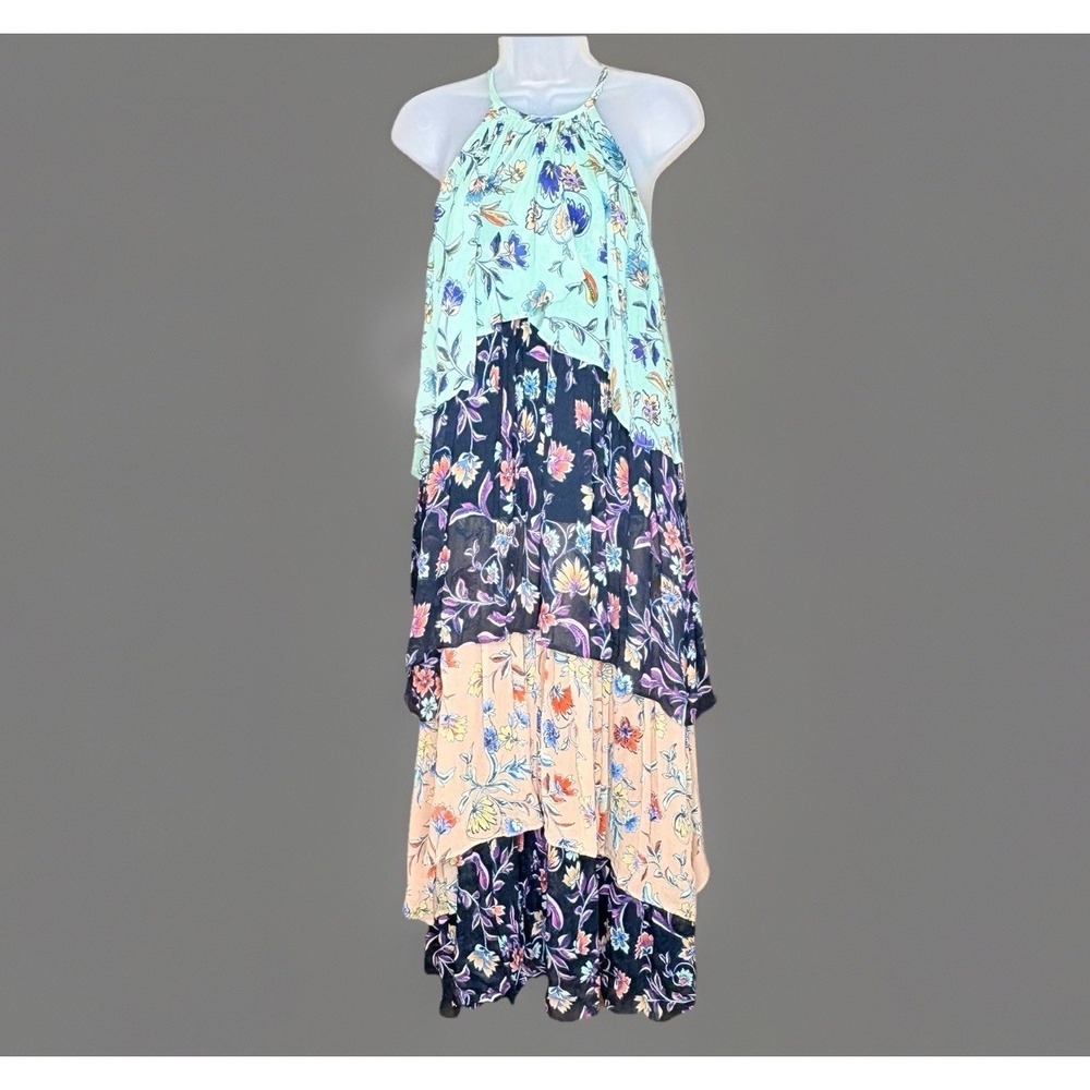 Ramy Brook‎ Chrisley Dress Women S Multicolor Floral Halter Tiered Boho Fairy